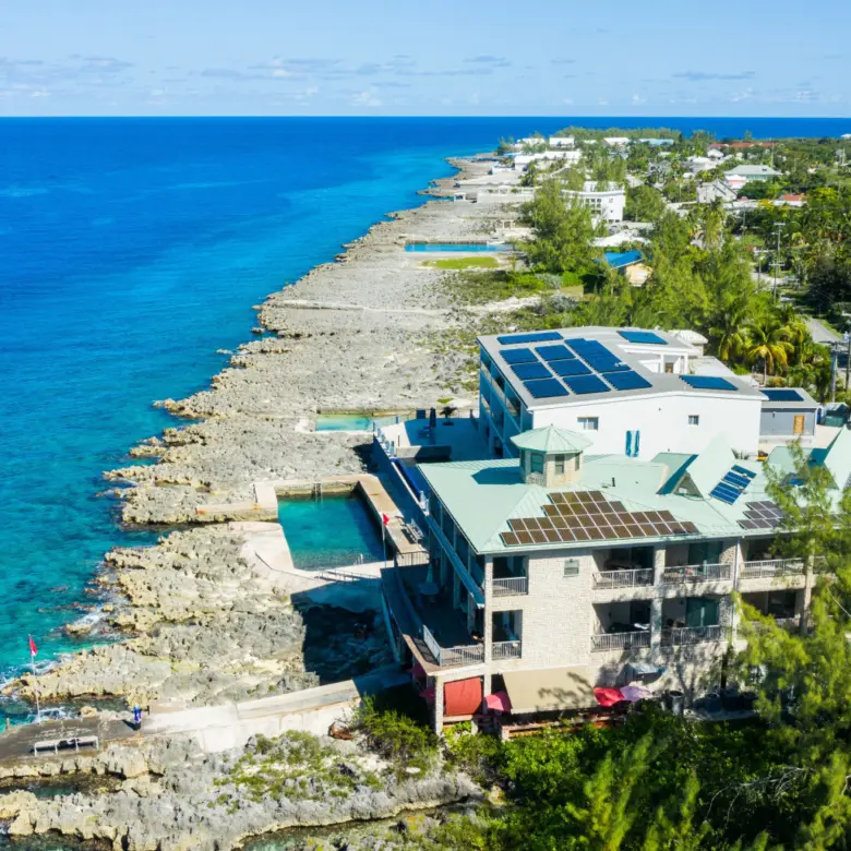 Side view of building and sea