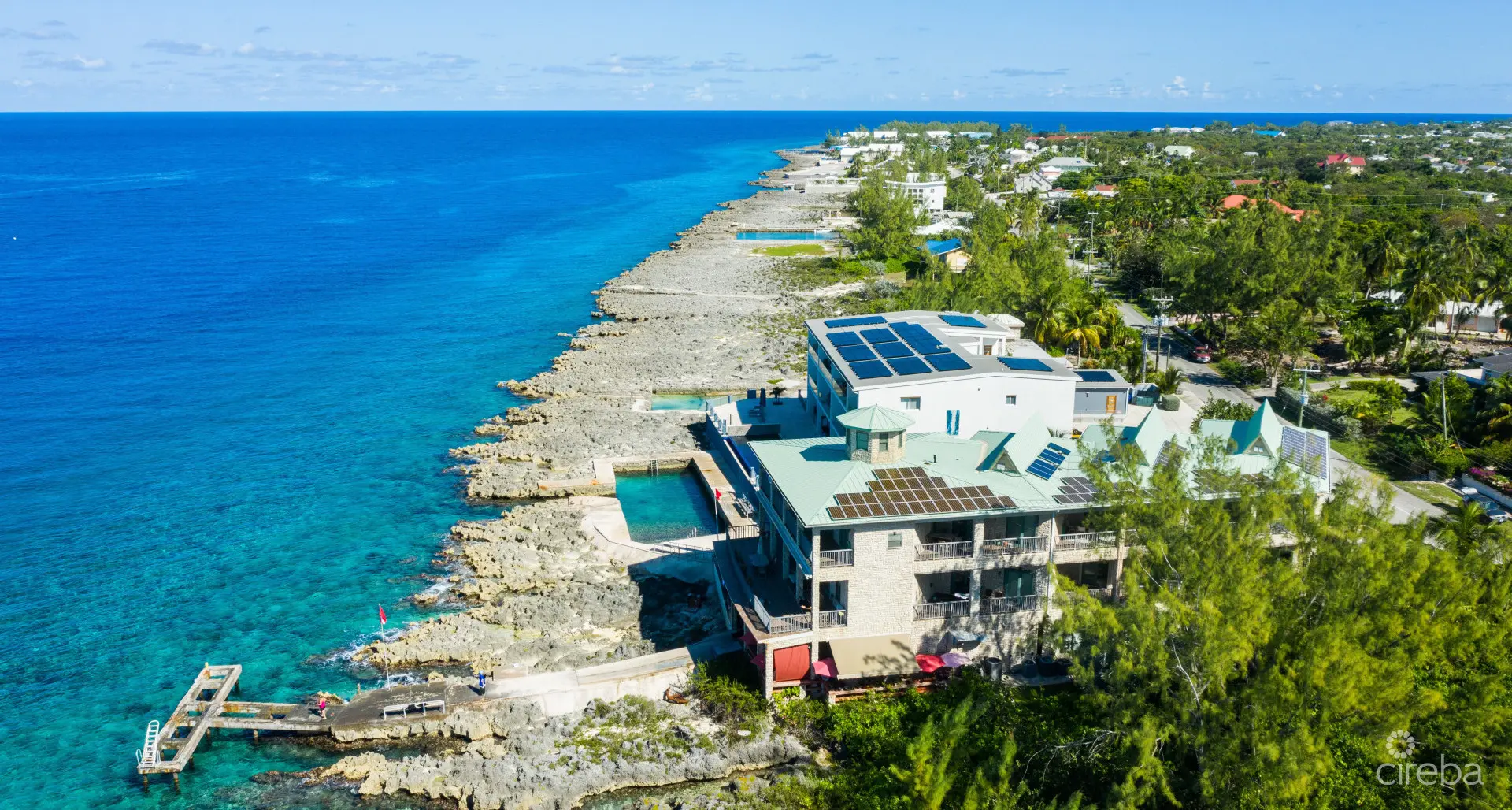 Side view of building and sea